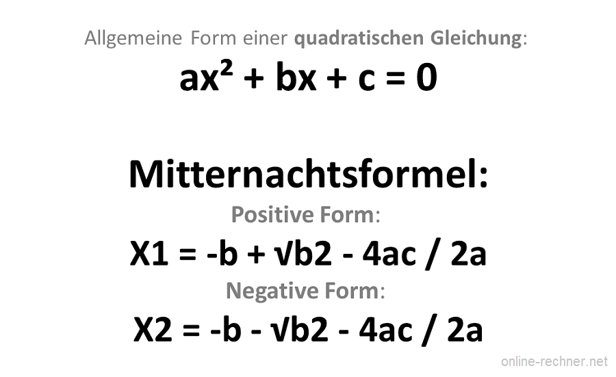 Mitternachtsformel - abc-Formel - Berechnung & Beispiele